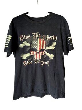 Grunt Style Mens Patriotic T-Shirt "Give Me Liberty Or Give Me Death" Large Blac